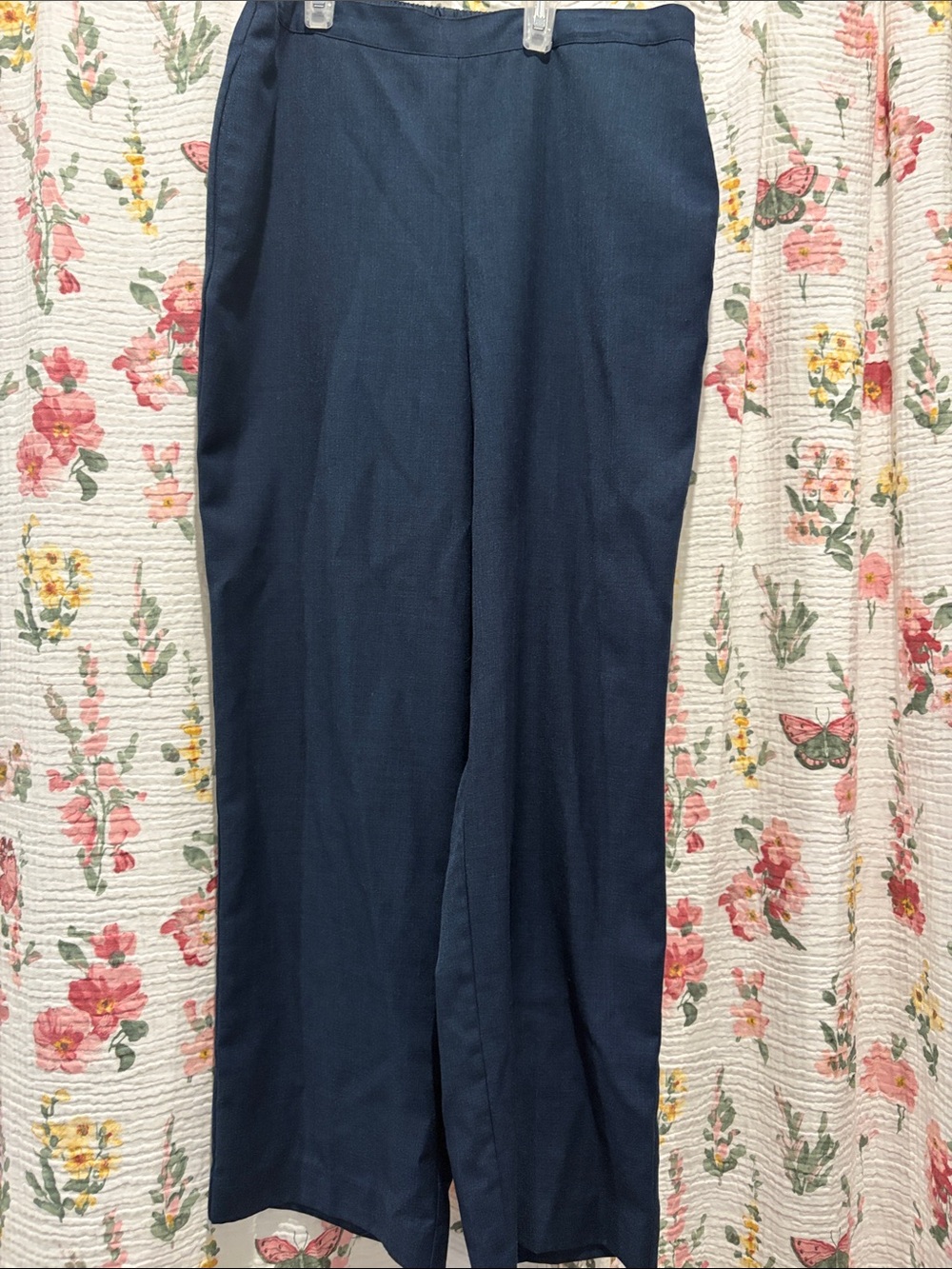 Womens Navy Relaxed Dress Pants with elastic waistband